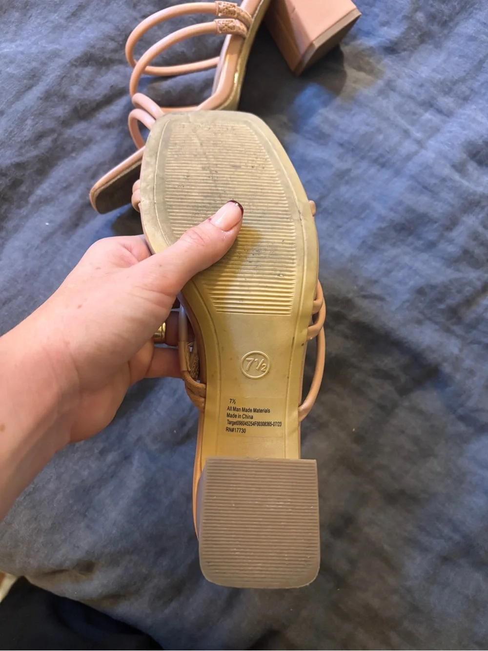 a new day Nude Strappy Block Heel Sandals